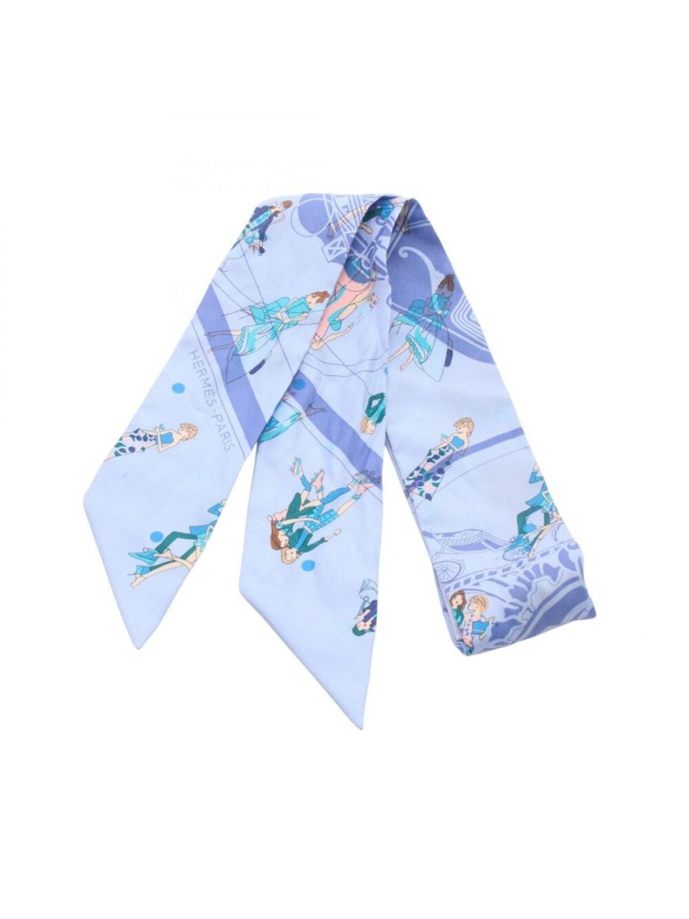Hermes Scarf Twilly Ex-Libris les Parisiennes Ribbon Silk
